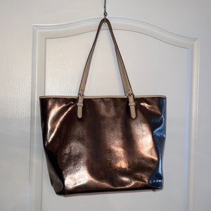 Michael Kors Gunmetal Tote Metallic gold color silver hardware